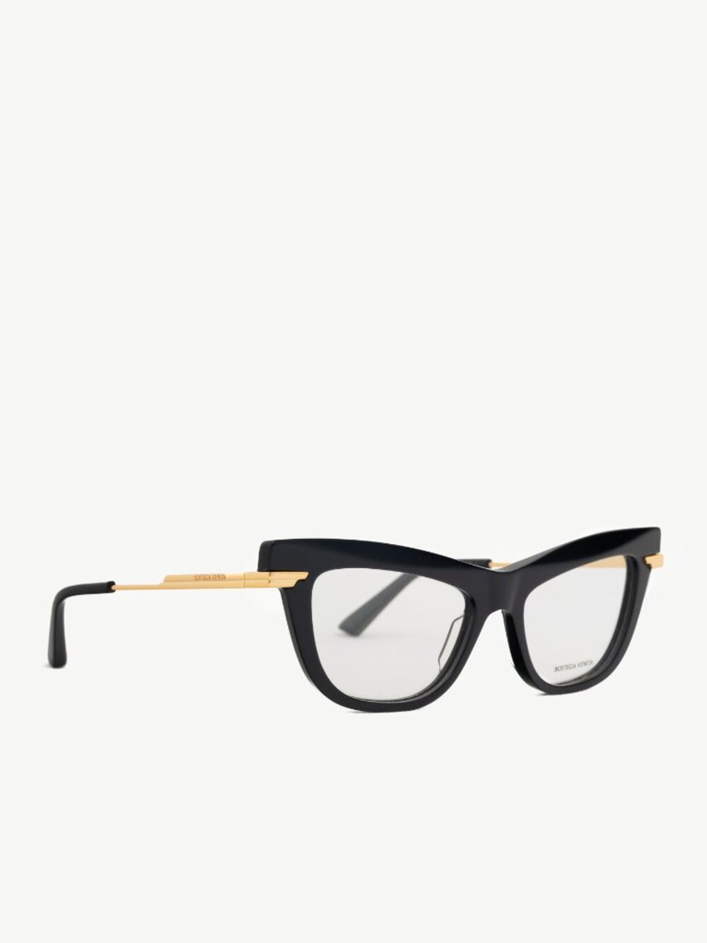 Bottega Veneta BV1266O Black Cat-Eye Gold-Tone Glasses